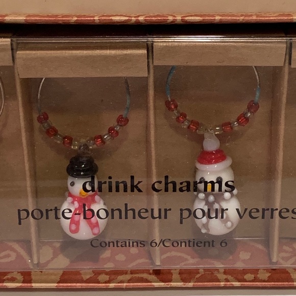 PIER 1 SET OF 6 SNOWMEN DRINK CHARMS. - Picture 4 of 8